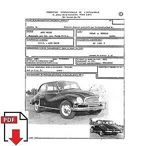 1965 Auto Union DKW 1000 S (Argentina) FIA homologation form PDF download